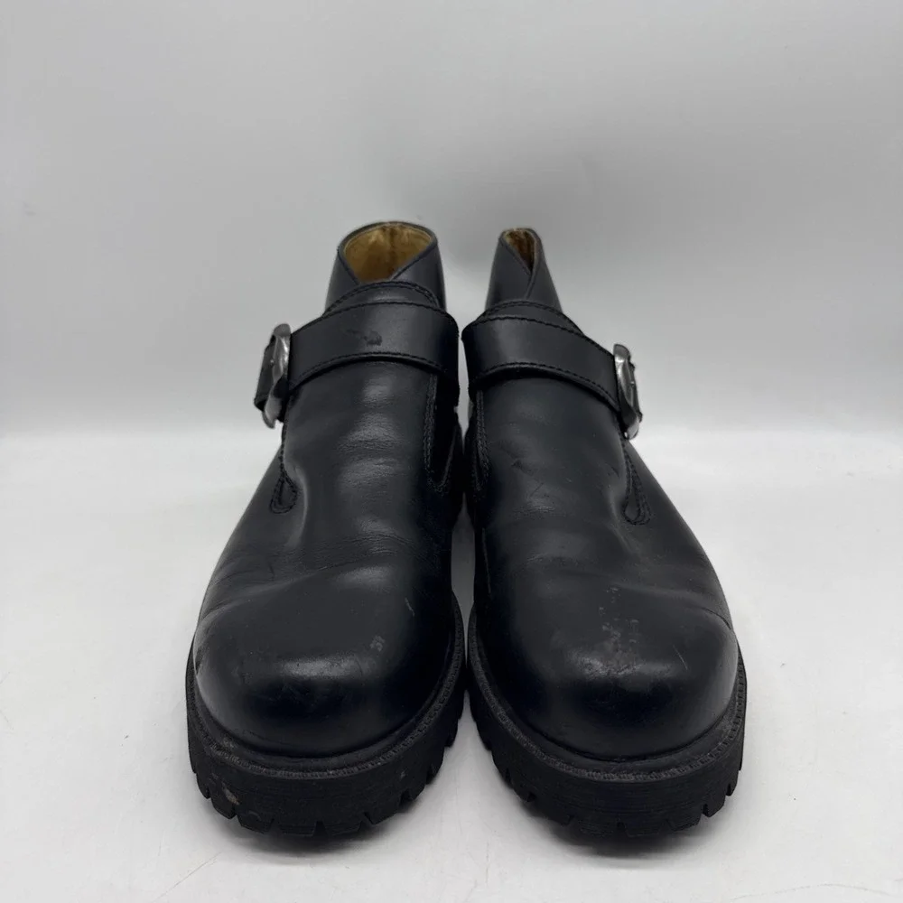 SKECHERS Boot 7.5 Leather Chunky Sole Monk Strap Grunge Goth Cyberpunk Y2K